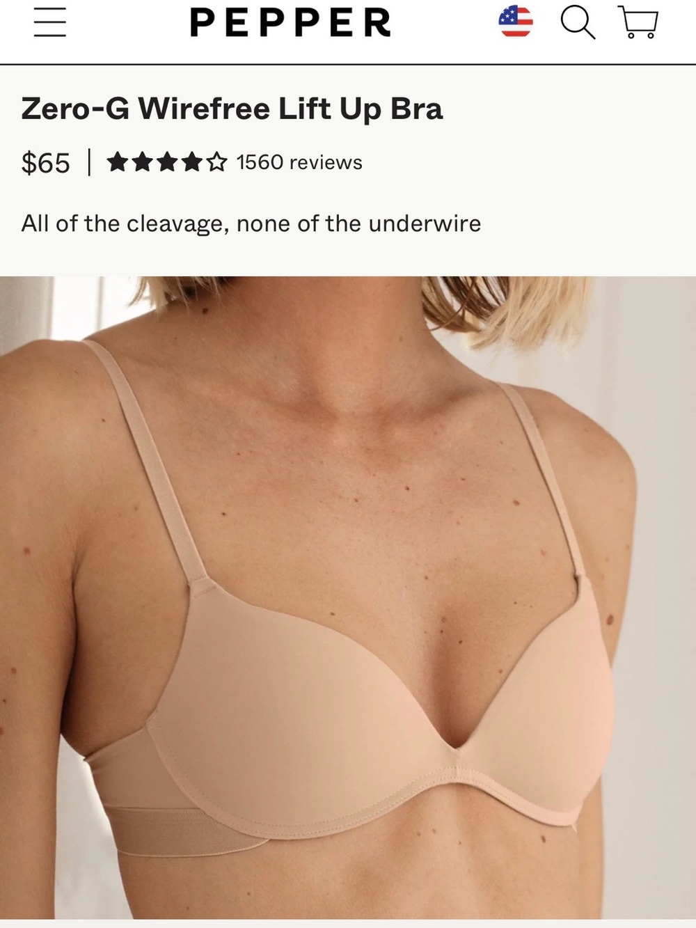 Pepper Zero-G Wirefree Lift Up Bra 34a